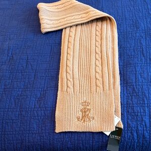 Ralph Lauren Tan Cable Knit Scarf